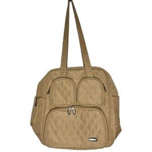 Vintage Travelon Beige Quilted Weekender/Carry On Bag - 13" w x 8" d x 14.5”h